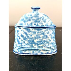 Vintage Ray speckled Blue Pottery Napkin Holder